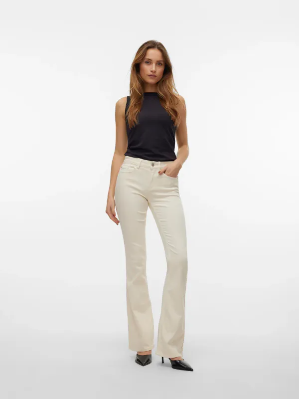 FLASH FLARED JEANS 32 LENGDE - CREAM