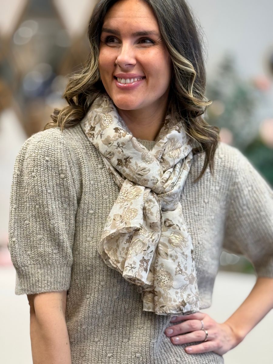 SKJERF SMÅ BLOMSTER - SAND / CAMEL