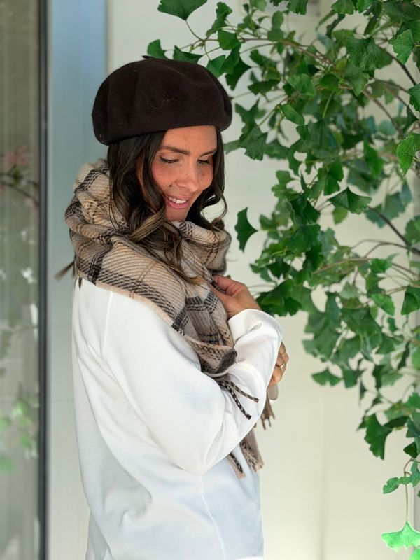 SKJERF ULLMIX RUTER - CAMEL / BRUN
