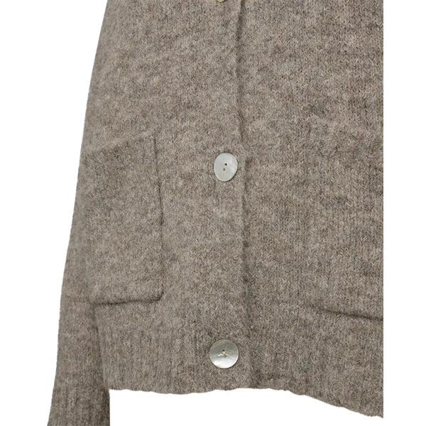 Hovedbilde GRSLULU CARDIGAN M/LOMMER  - TAUPE MELERT