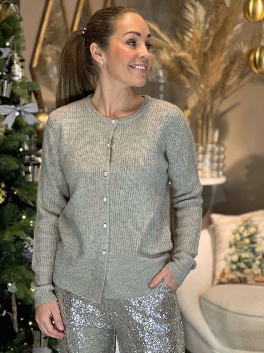 PEARL CARDIGAN - TAUPE MELANGE