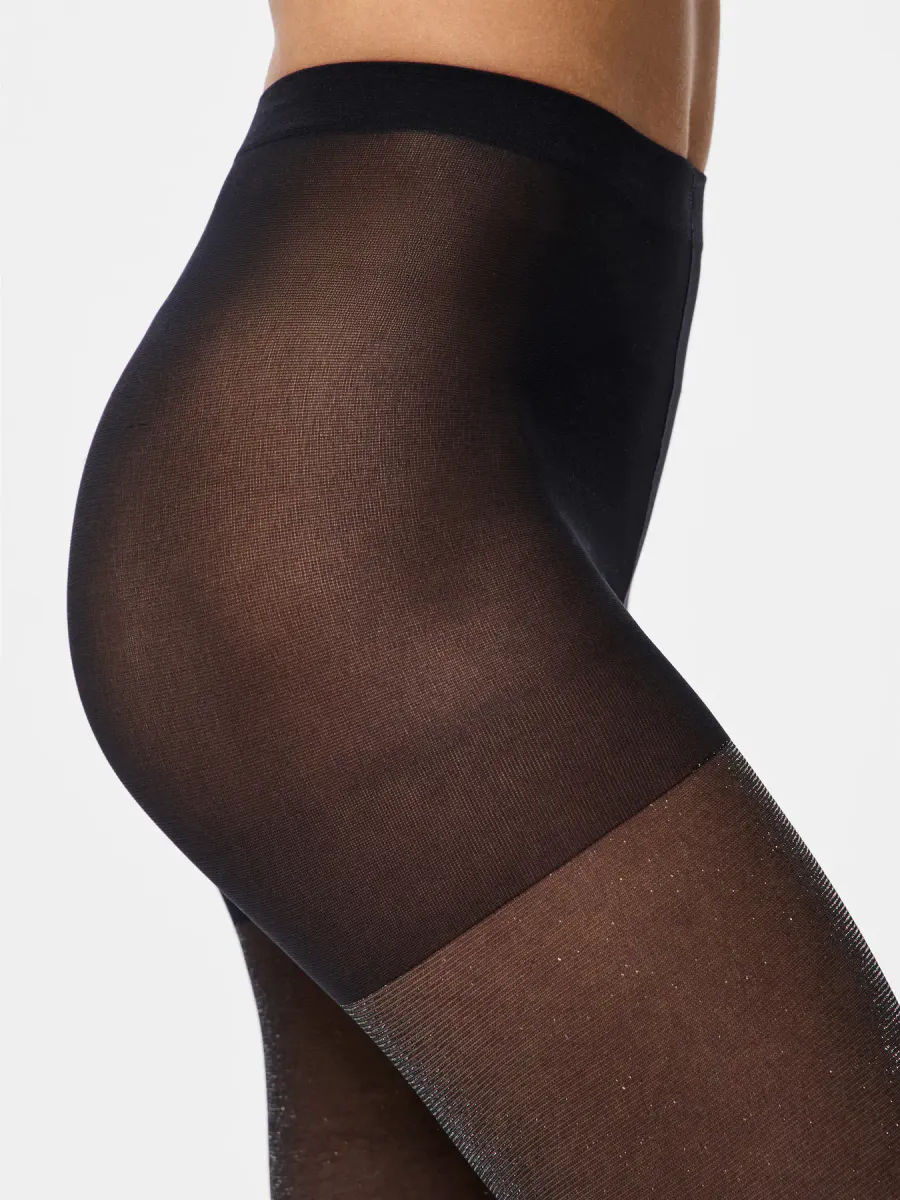 MIA GLITTER STRØMPEBUKSE - SORT