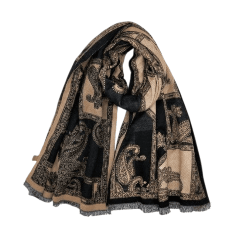 SKJERF PAISLEY LANGT - SORT / CAMEL