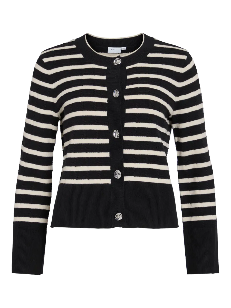 MALFINE STRIPETE JAKKE - SORT/ CREAM