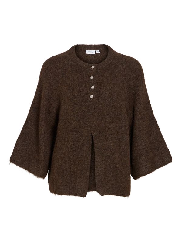 BOWS CARDIGAN M/METALL KNAPPER - BRUN MELERT