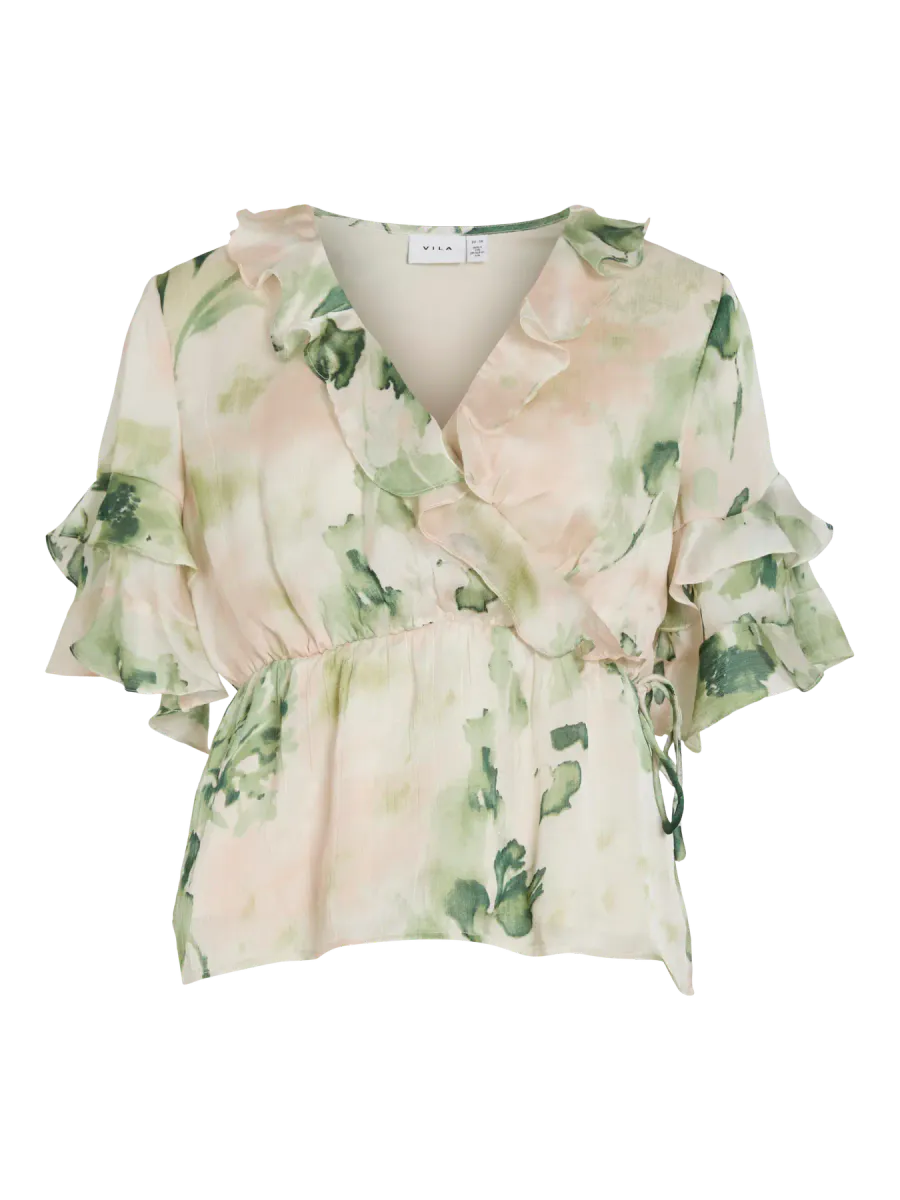 MOLINA BLUSE - CREAM / GRØNN