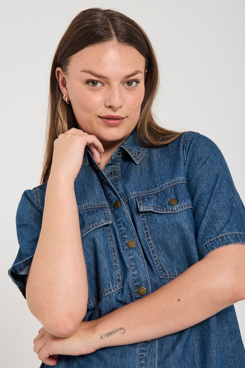 LISEA KJOLE - MEDIUM BLUE DENIM