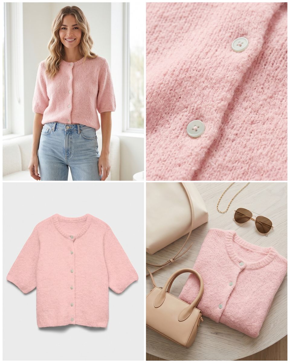 KARA CARDIGAN 2/4 ERM - ROSA