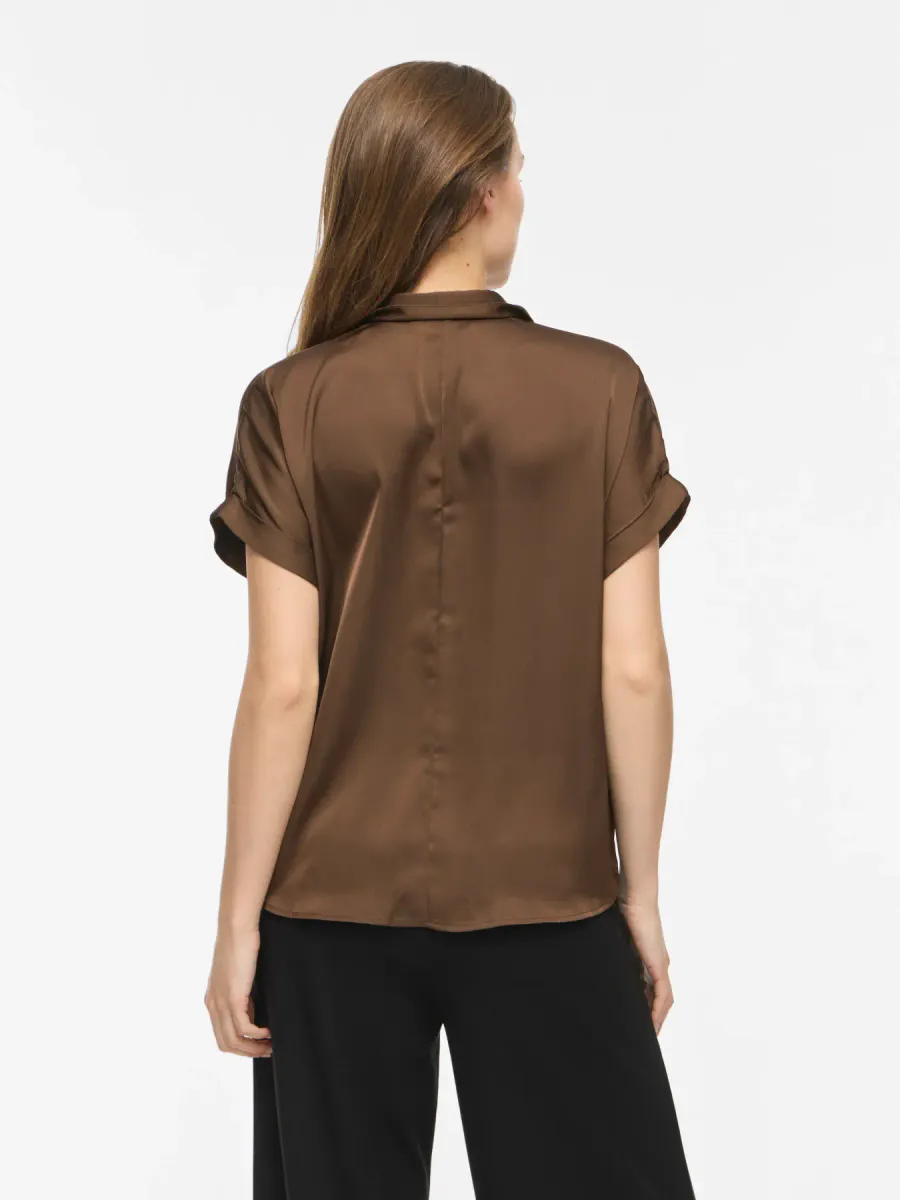 ENNA RAVENNA BLUSE M/KORT ERM - BRUN