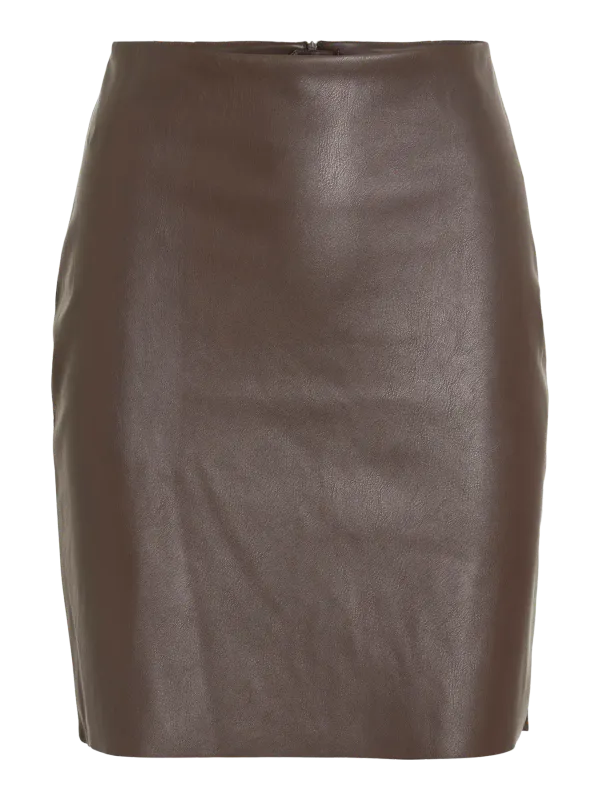DAGMAR SKINNLOOK SKJØRT - BRUN
