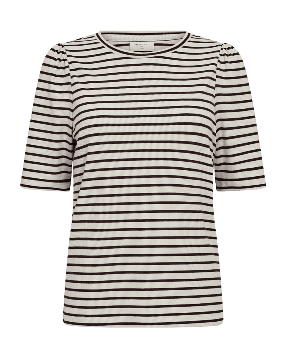 ELOISEI T-SHIRT STRIPET - OFFWHITE/BRUN