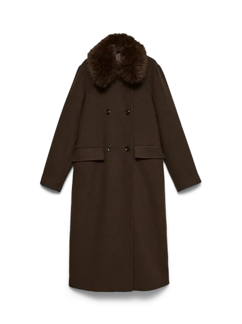 Hovedbilde UNAVIOLA KÅPE M/FAKE FUR KRAGE - BRUN