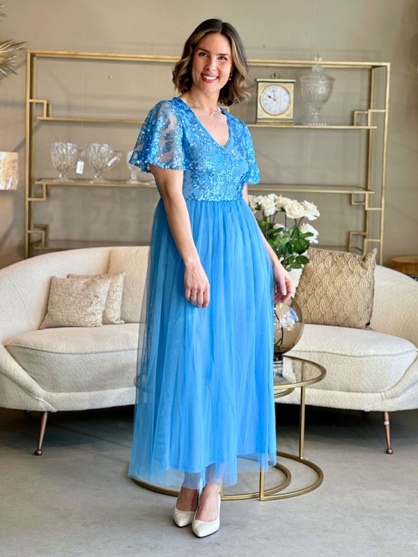 ULRICANA PALJETT KJOLE - BLISSFUL BLUE