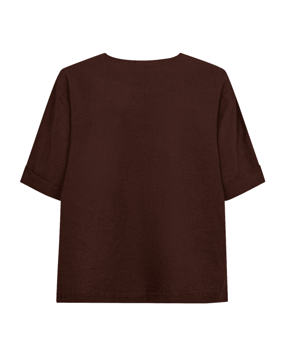 LAVA LIN/VISCOSE TOPP M/LOMME - BRUN
