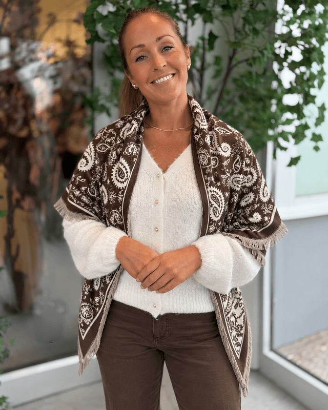 SKJERF TREKANTET PAISLEY - BRUN