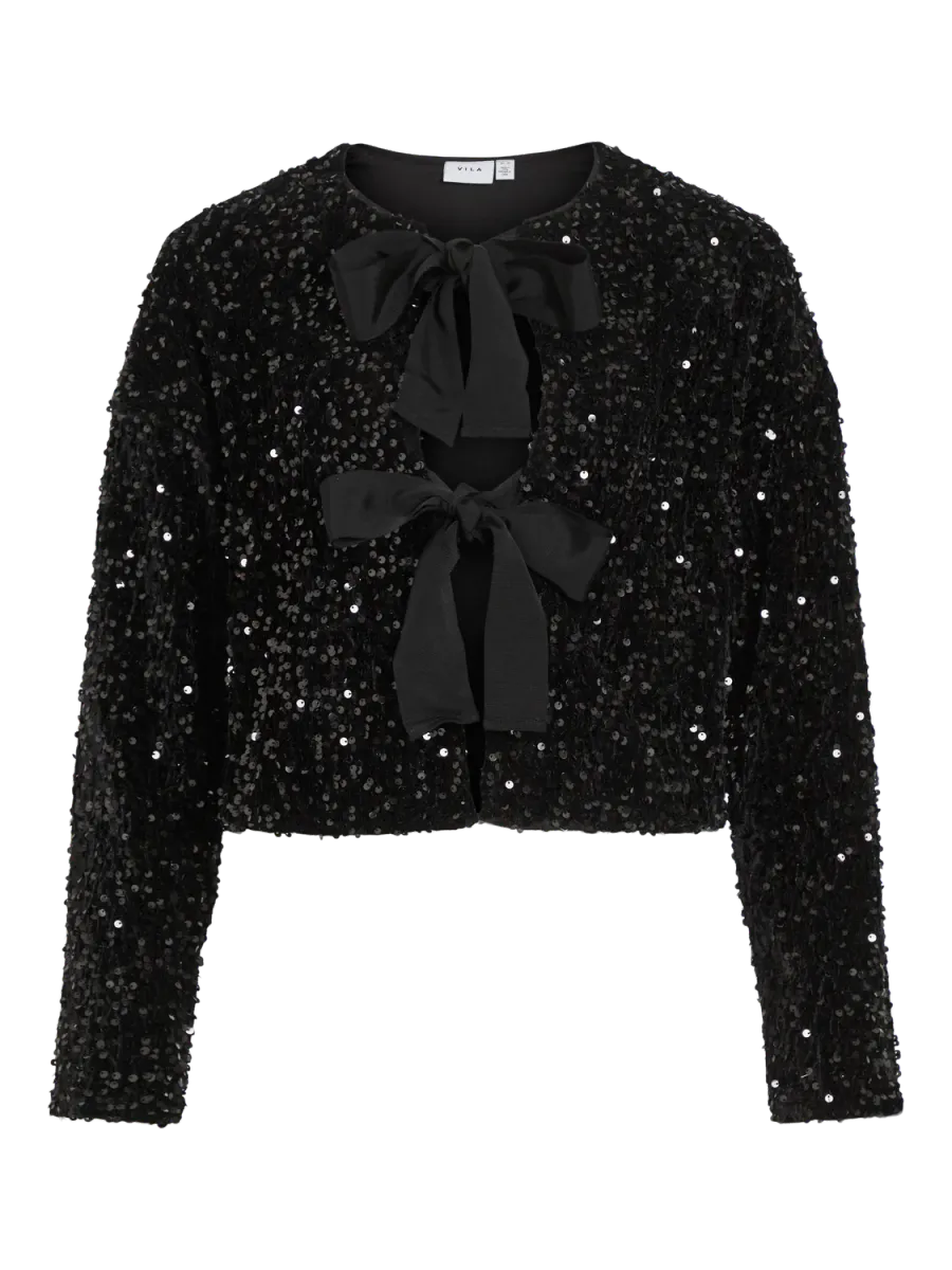 ARIA PALJETT CARDIGAN - SORT
