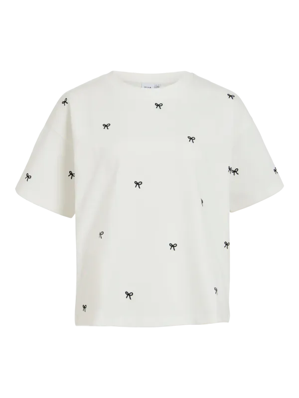 MONIE T-SHIRT M/BOW - HVIT 