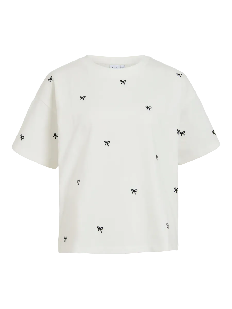 MONIE T-SHIRT M/BOW - HVIT 