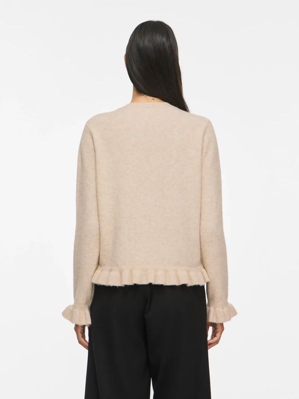 JACIA CARDIGAN M/FRILL - SAND MELERT