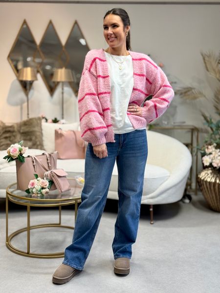 Hovedbilde MAYBE STRIKKET CARDIGAN M/STRIPER - ROSA