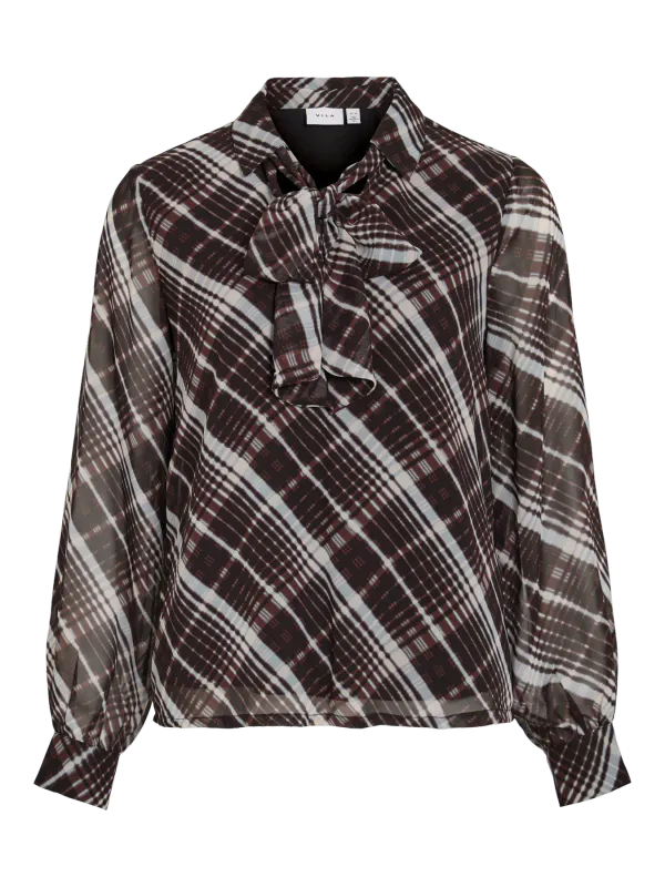 DALIANA BLUSE M/BÅND - SORT CHECK