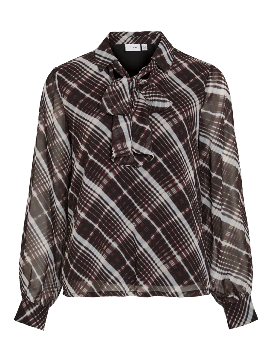 DALIANA BLUSE M/BÅND - SORT CHECK