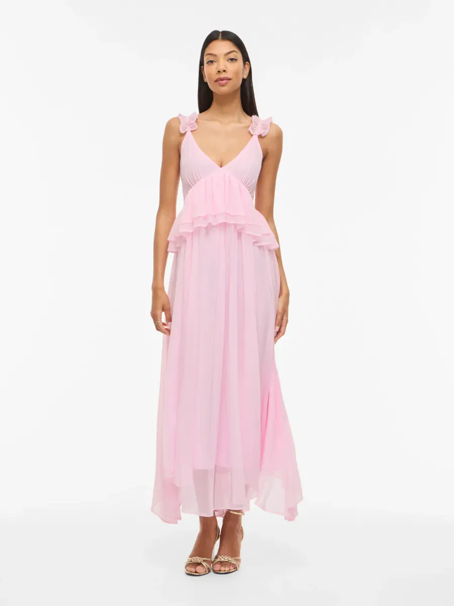 DAISY LANG STROPPE KJOLE - ROSA