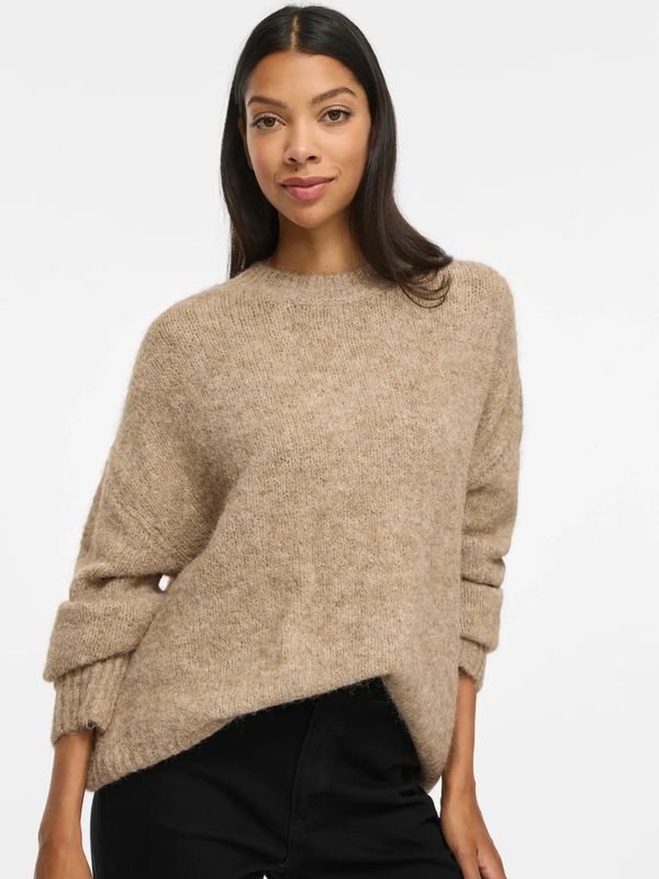 BOWS KNIT GENSER - CAMEL MELERT