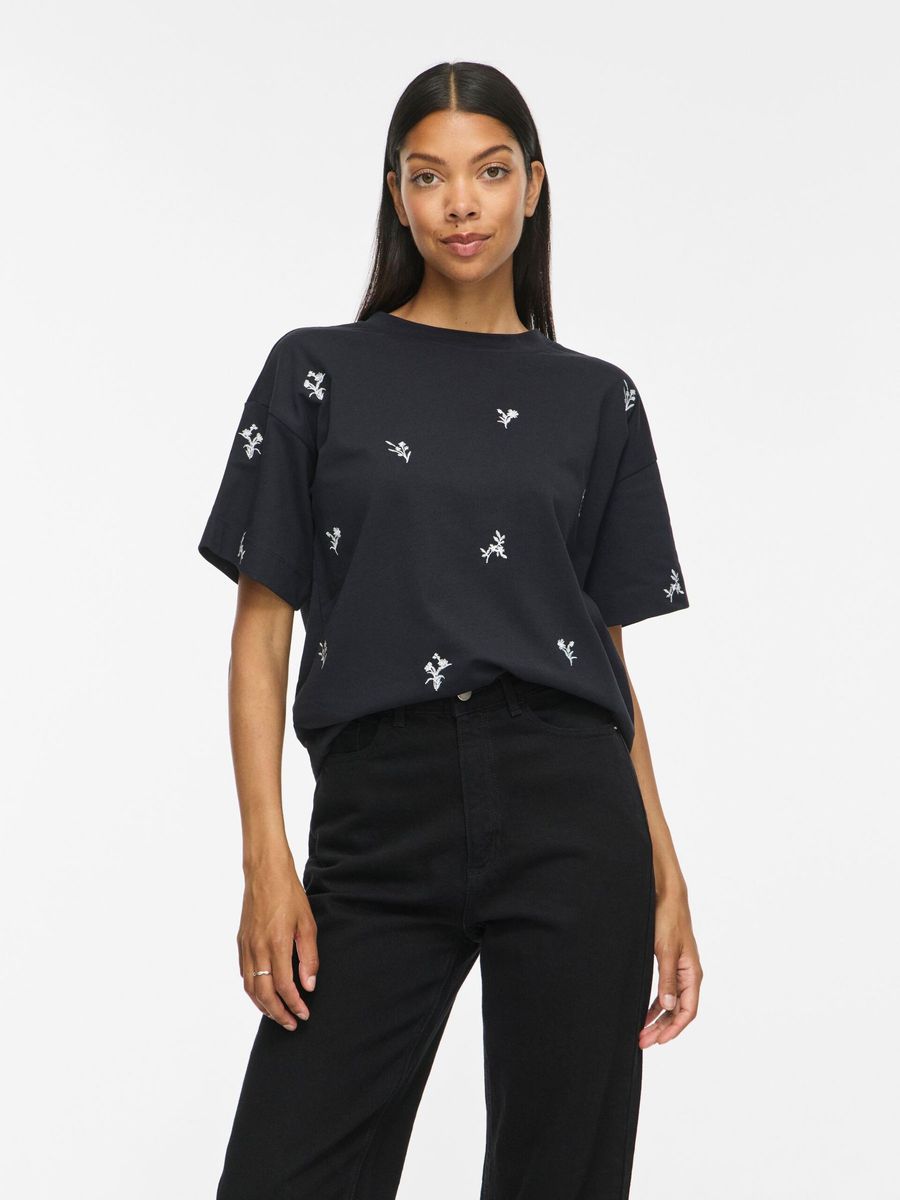MONIE T-SHIRT - SORT M/BLOMST