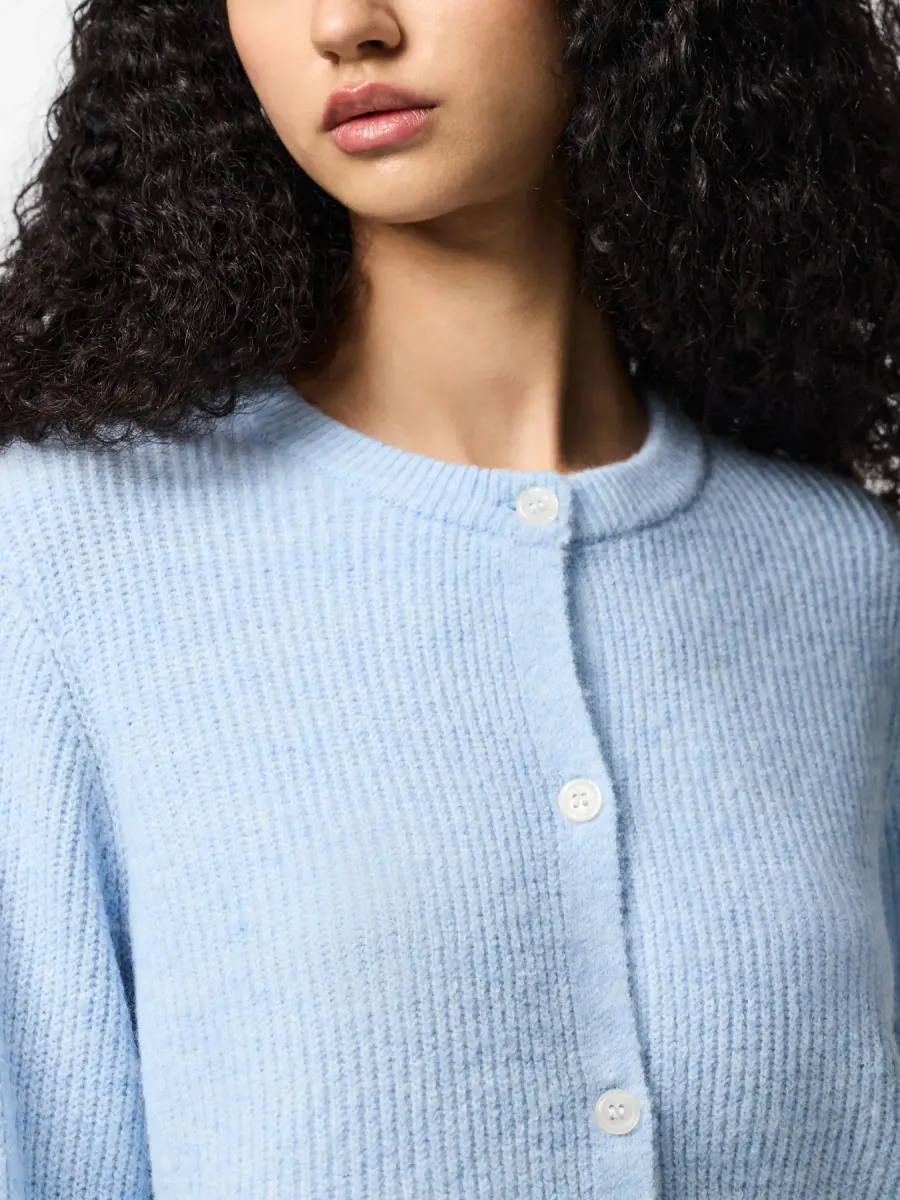 SILLY CARDIGAN M/LANG ERM - LYS BLÅ MELERT
