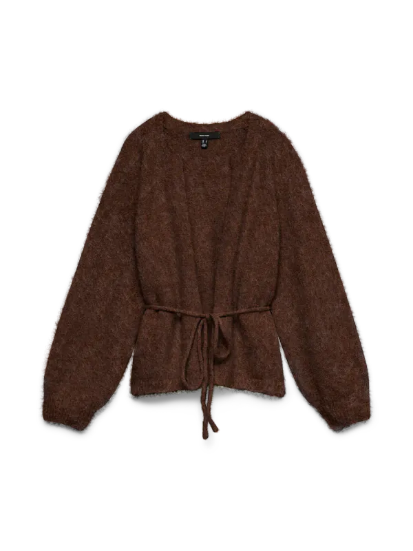 BERRY FLUFFY CARDIGAN - BRUN