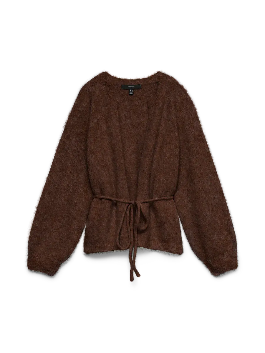 BERRY FLUFFY CARDIGAN - BRUN