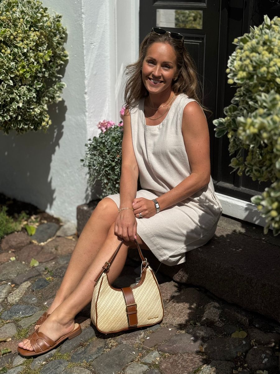 VESKE M/STRUKTUR - NATUR / COGNAC