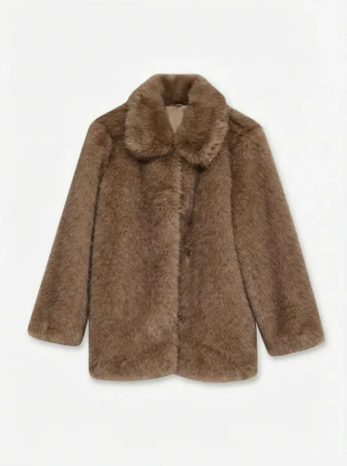Hovedbilde GLORIA FAKE FUR JAKKE M/KRAGE - LYS BRUN