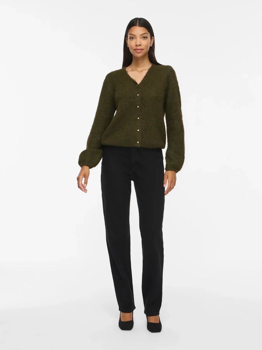 MARLEY V-HALS CARDIGAN - MØRK GRØNN