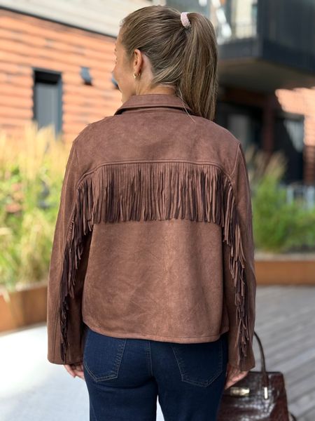 Hovedbilde DUWA JAKKE M/FRYNSER - MØRK COGNAC