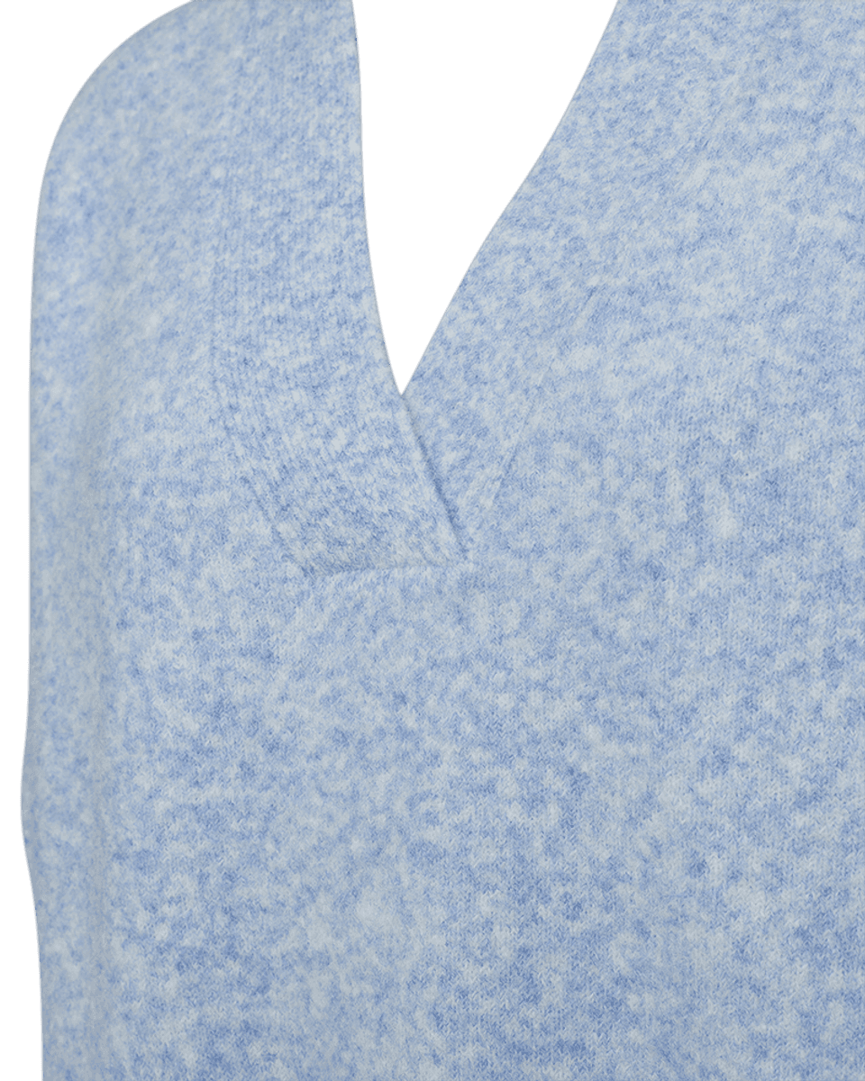 EVALIN V-HALS PULLOVER - LYS BLÅ MELERT