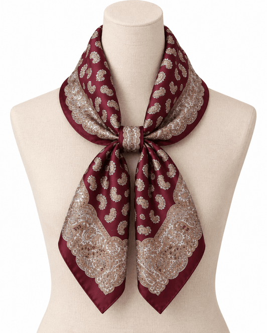Hovedbilde SKJERF SILKELOOK PAISLEY - PLOMME / BIRCH