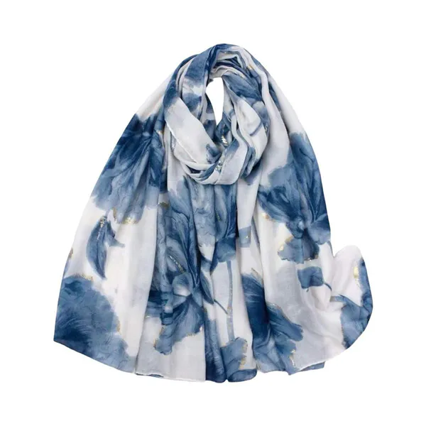 Hovedbilde SKJERF LANGT FLOWERS - LYSBLÅ / NAVY