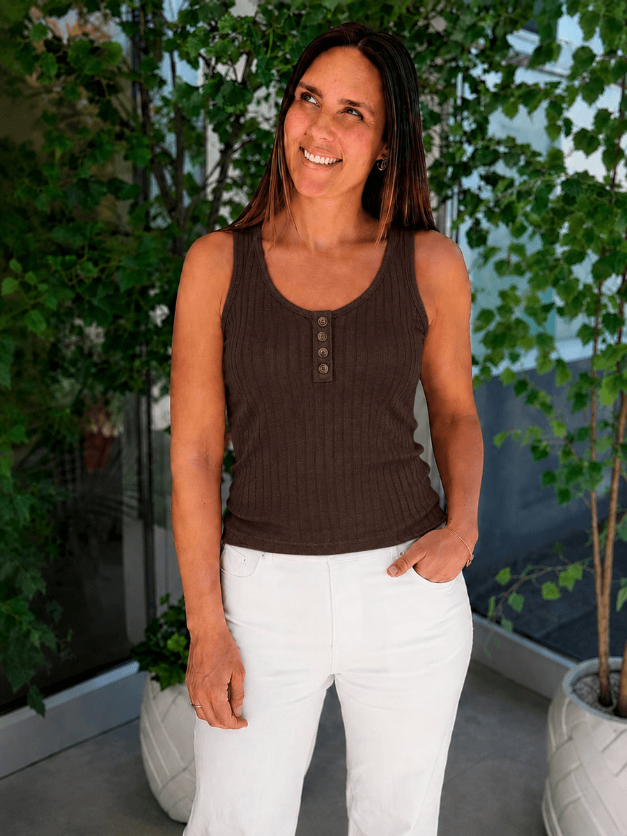 BASAC TOPP M/KNAPPER  - BRUN