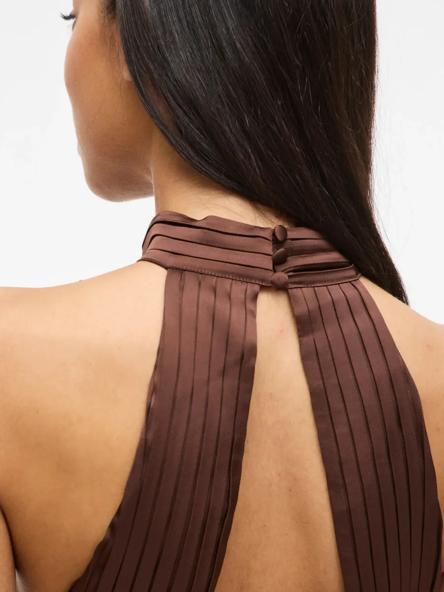 BEA HALTERNECK KJOLE - BRUN