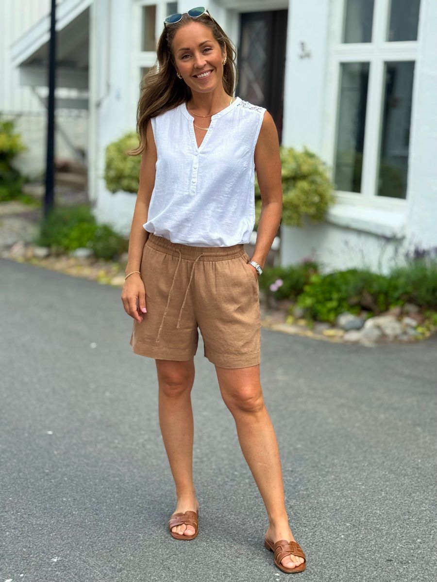LAVA LIN/VISCOSE SHORTS - DUSTY COGNAC