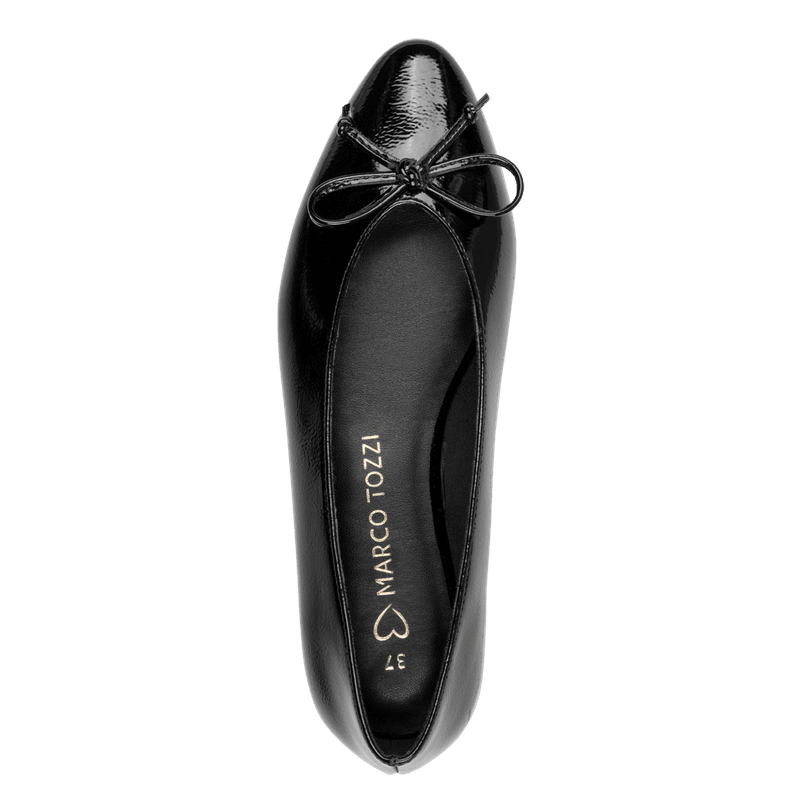 BALLERINA M/SLØYFE - SORT PATENT