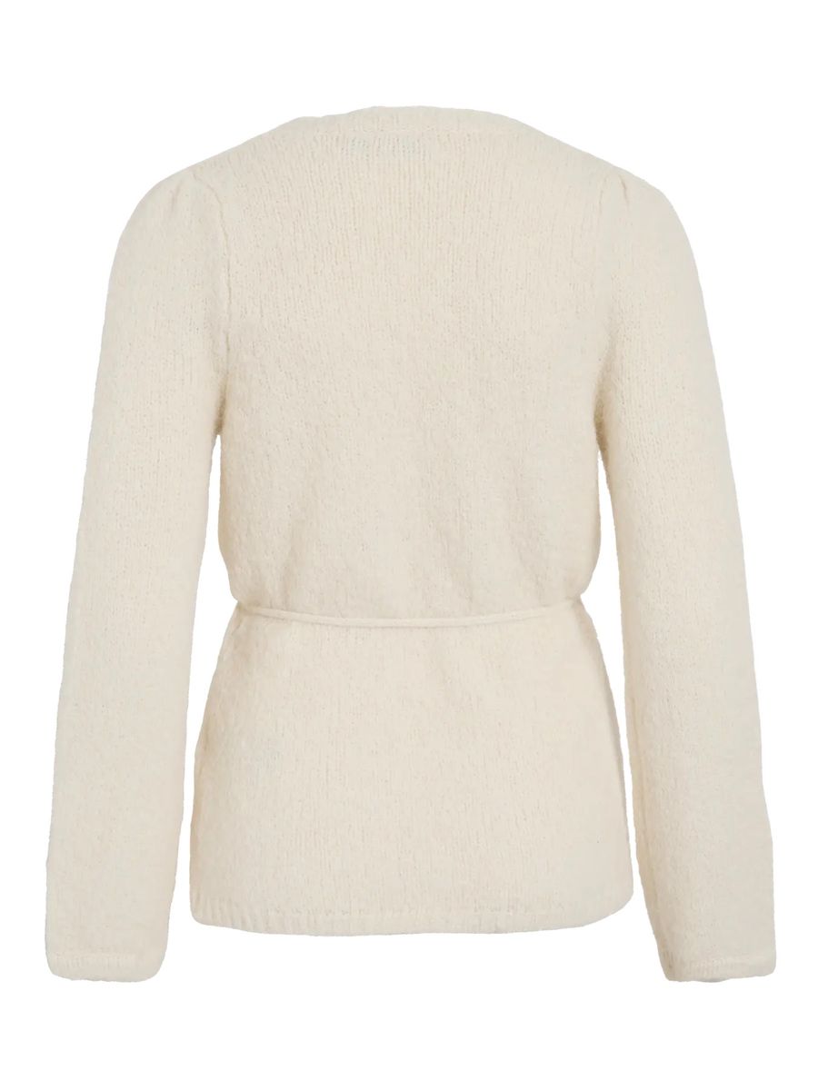 BOWS STRIKKET CARDIGAN - OFFWHITE