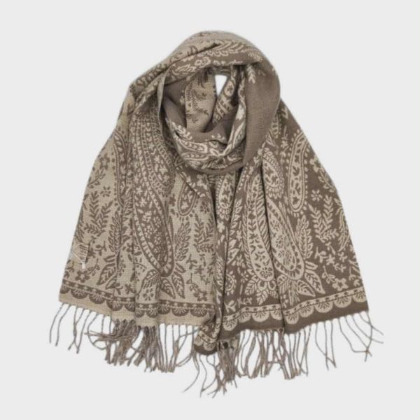 Hovedbilde SKJERF ULLMIX PAISLEY - TAUPE MIX