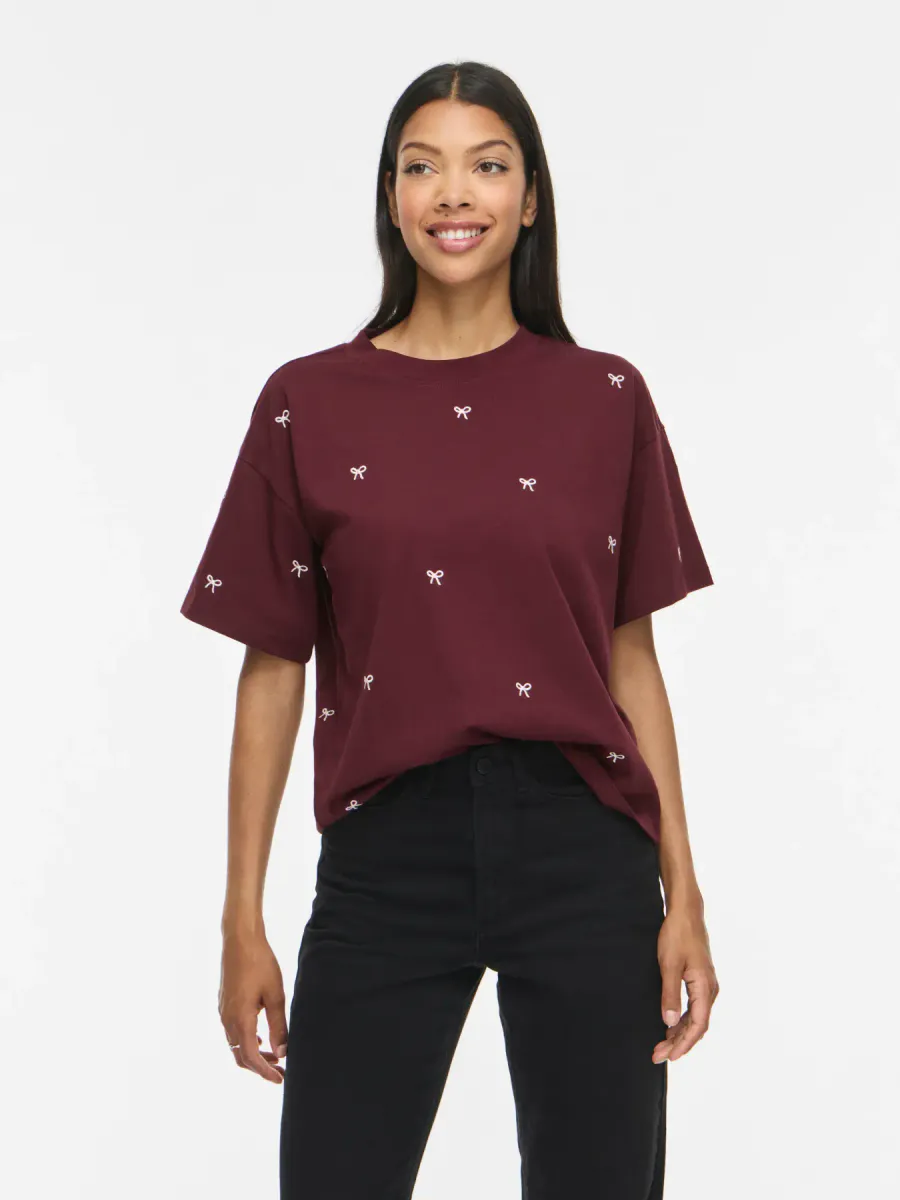 MONIE T-SHIRT M/BOW - PLOMME