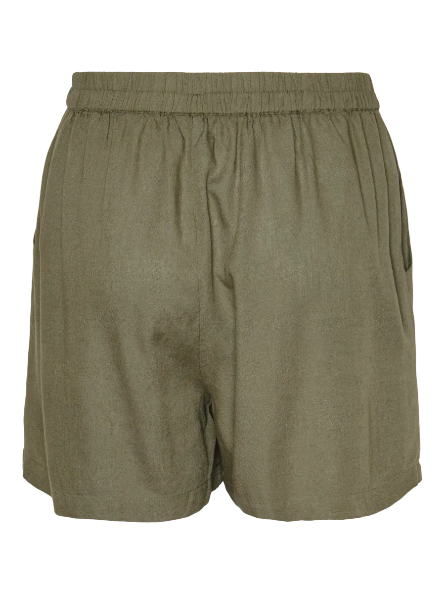 PIA LIN/VISCOSE SHORTS - OLIVEN