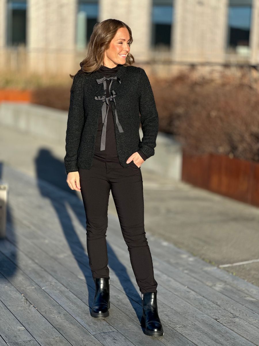 BOWS KNIT CARDIGAN  - SORT