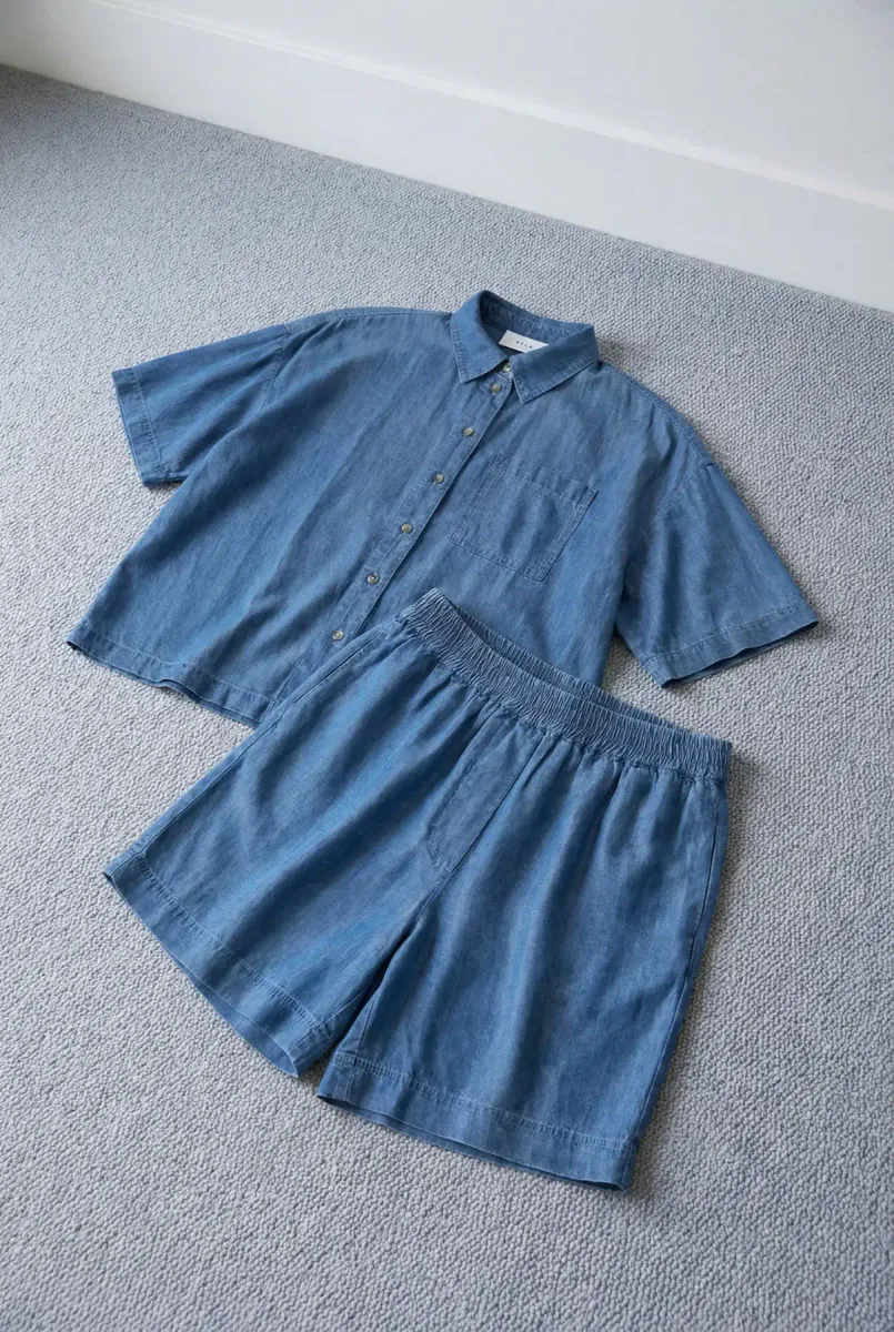 TEVIRA TENCEL SHORTS - MEDIUM BLÅ