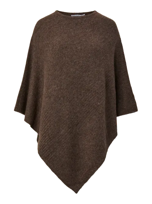 Hovedbilde ARA FINSTRIKKET PONCHO - BRUN